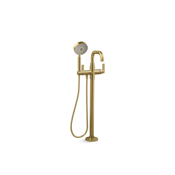 Kohler Floor-Mount Bath Filler Trim With Handshower in Vibrant Brushed Moderne Brass T35924-4-2MB - main